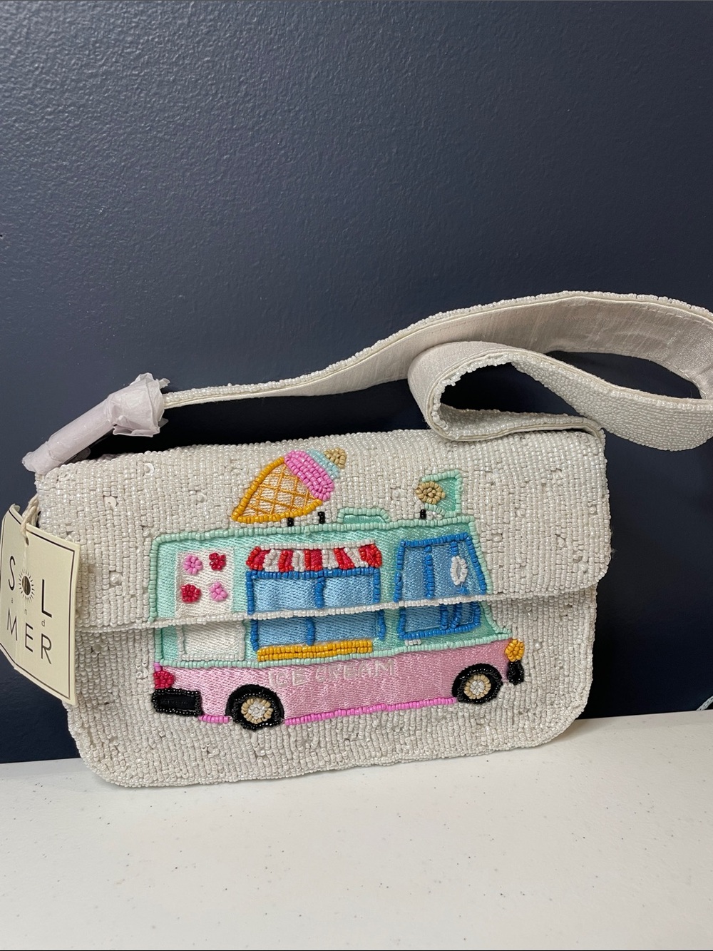 Sol and Mer Beaded Ice Cream Truck Shoulder Bag